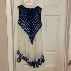 Ana Rose Tank Top Blouse Summer Shirt Blue White Tie Dye Size Large 100%Vicose